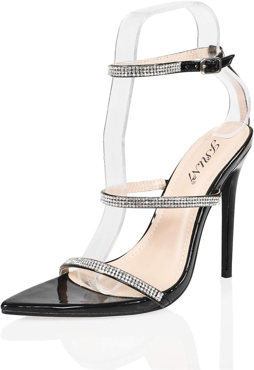 JSUN7 Women’s Fashion Ankle Strap Open Round Toe Summer Prom Stiletto High Heel Sandal Pump Shoe
