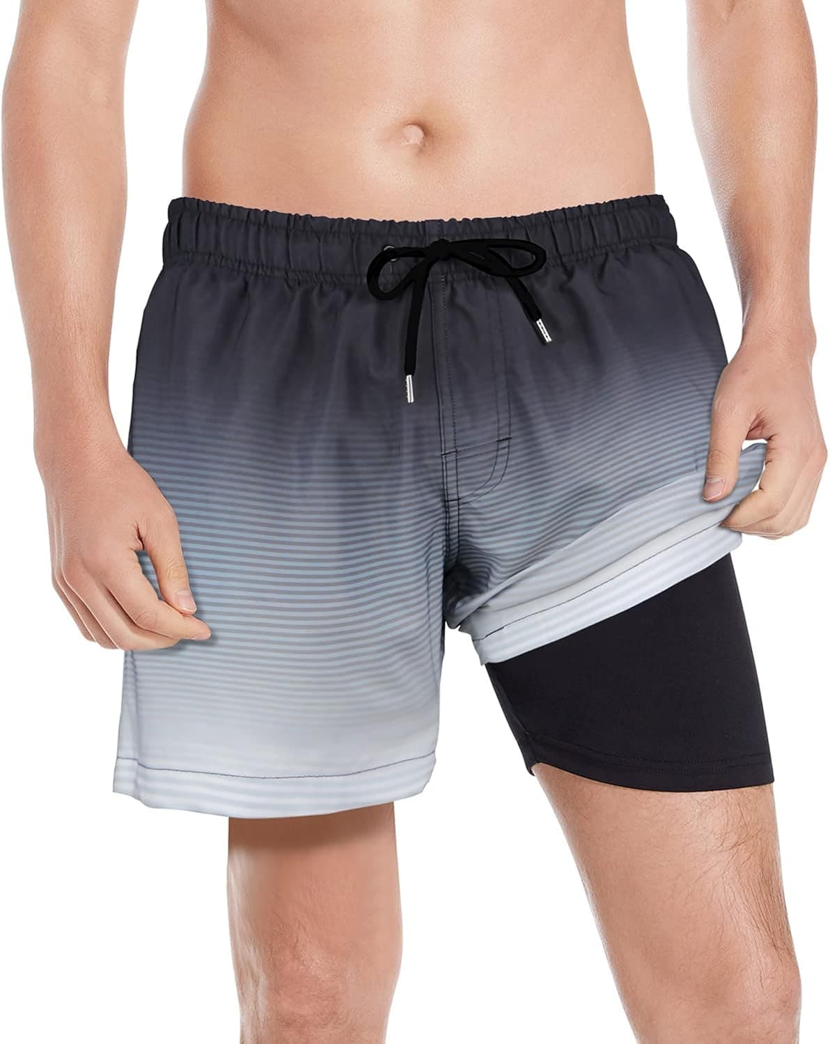 MILANKERR 5.5 inch 7 inch Mens Swim Trunks with Compression Liner,Mens Bathing Suit Quick Dry Stretch Swimming Trunks for Men