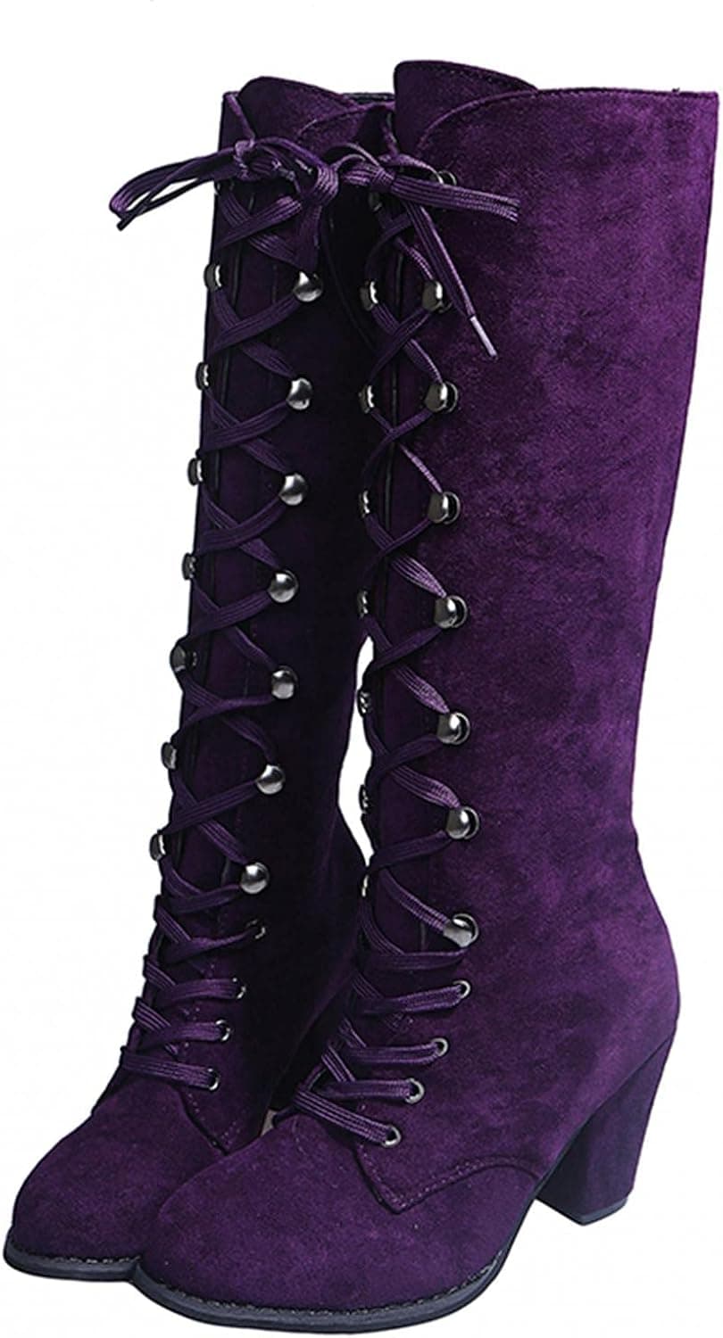 Riding Boots Vintage Victorian Boots Medieval Steampunk Renaissance Cosplay Cowboy Boots Retro Heels Boots Mid-Calf Cowgirl Boots Women
