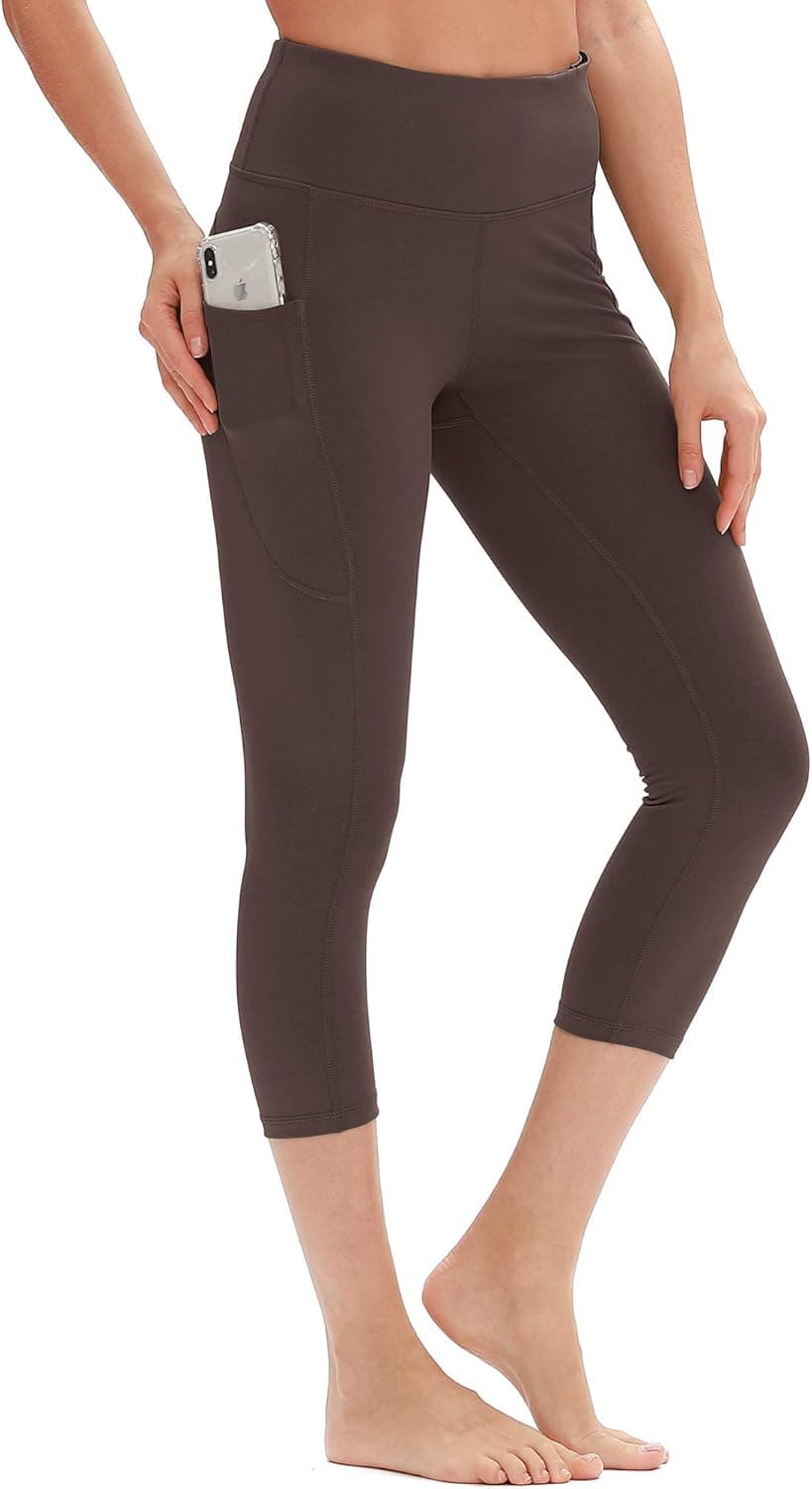 icyzone Yoga Pants for Women - High Waisted Workout Leggings with Pockets, Athletic Capris Gym Exercise Tights
