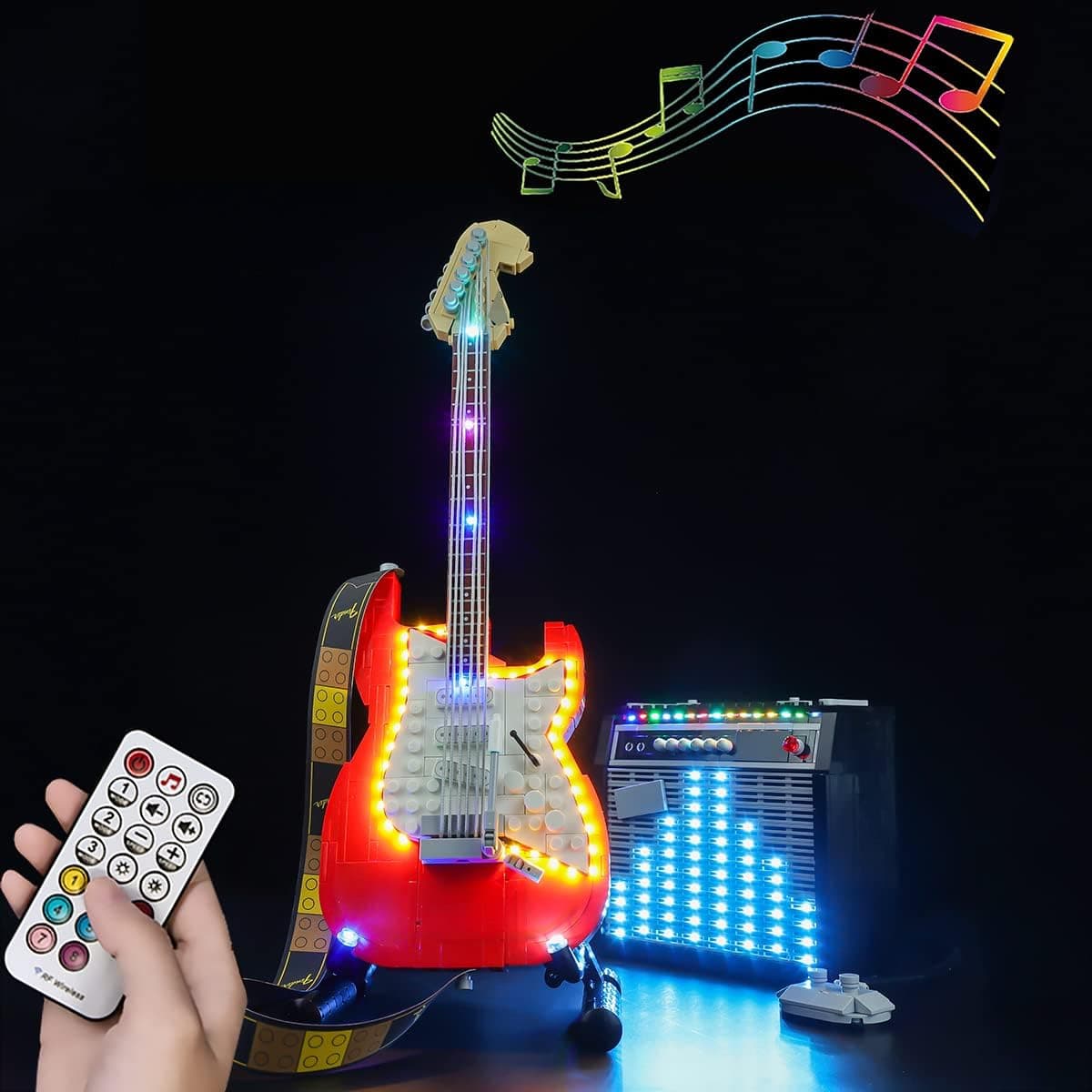 Hosdiy RC Sound LED Light Kit for (Fender Stratocaster-Guitar) Model - Compatible with Lego 21329 - Lighting Kit (Only Light, No Building Model) (RC Sound Light Kit)