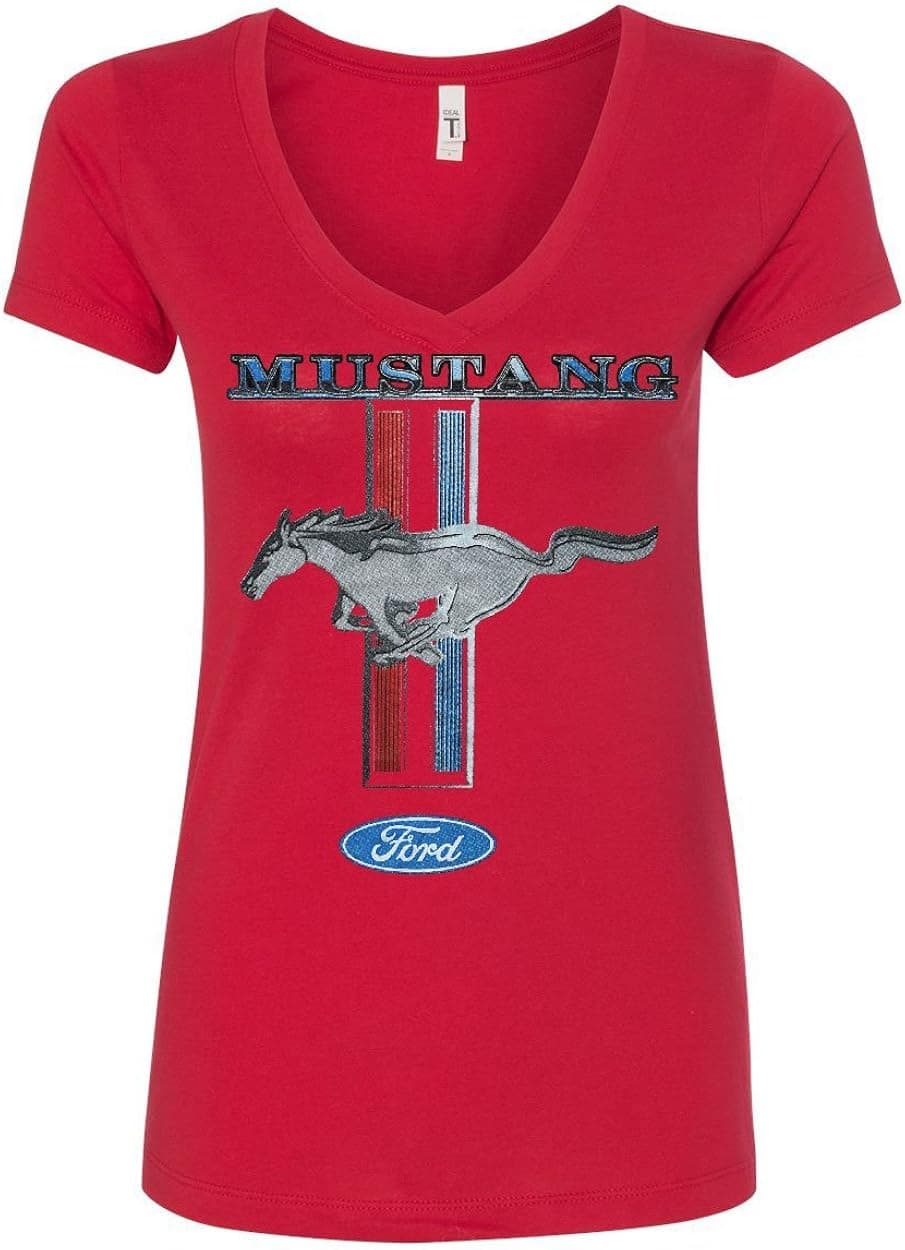 Ford Mustang Classic Women's V-Neck T-Shirt GT Cobra Boss 302 Mach 1