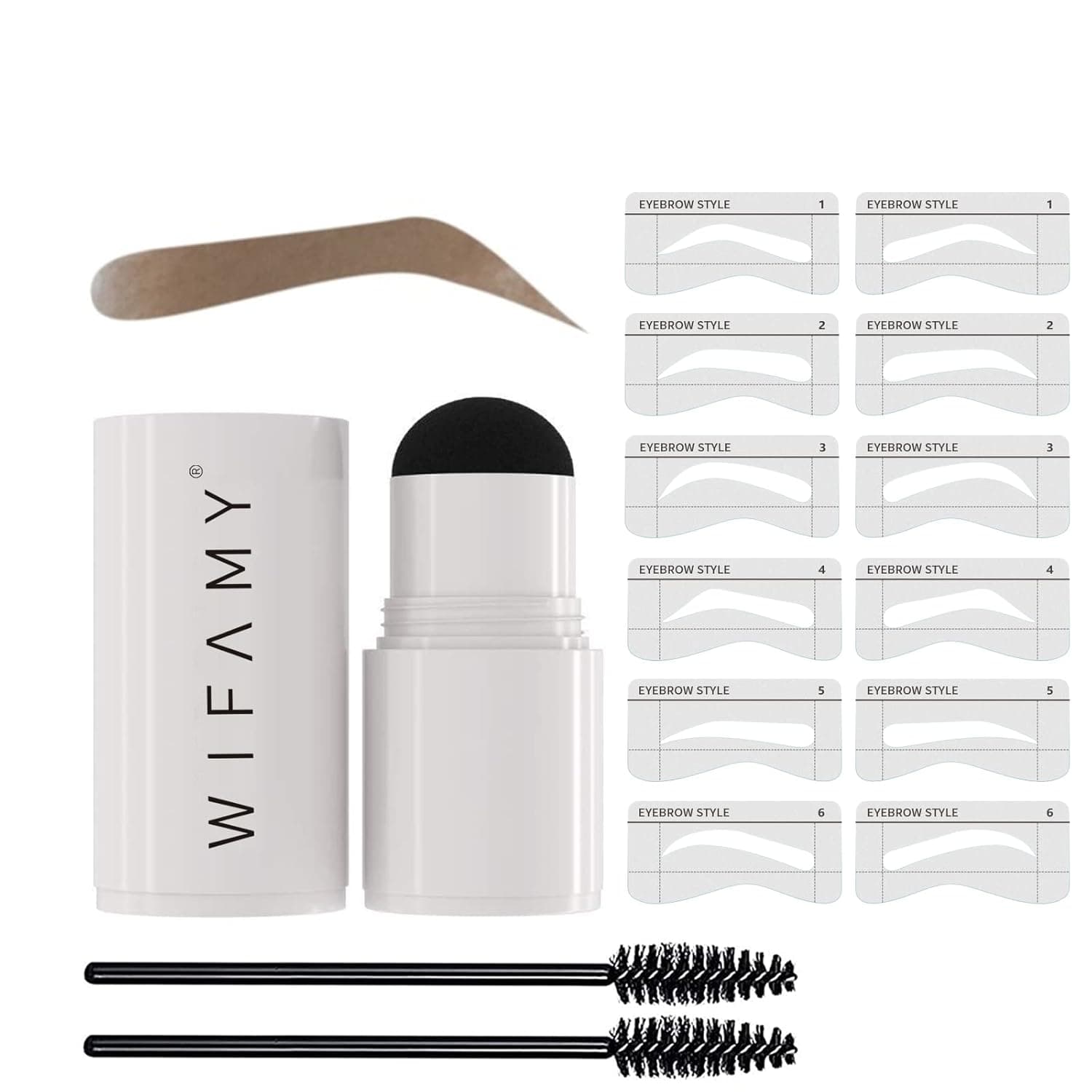 Eyebrow Stamp Stencil Kit, Brow Stamp and Shaping Kit- One Step Brow Stamp Makeup Powder, Reusable Eyebrow Stencils,Shape Thicker and Fuller Brows, Waterproof Long Lasting (Light Brown)