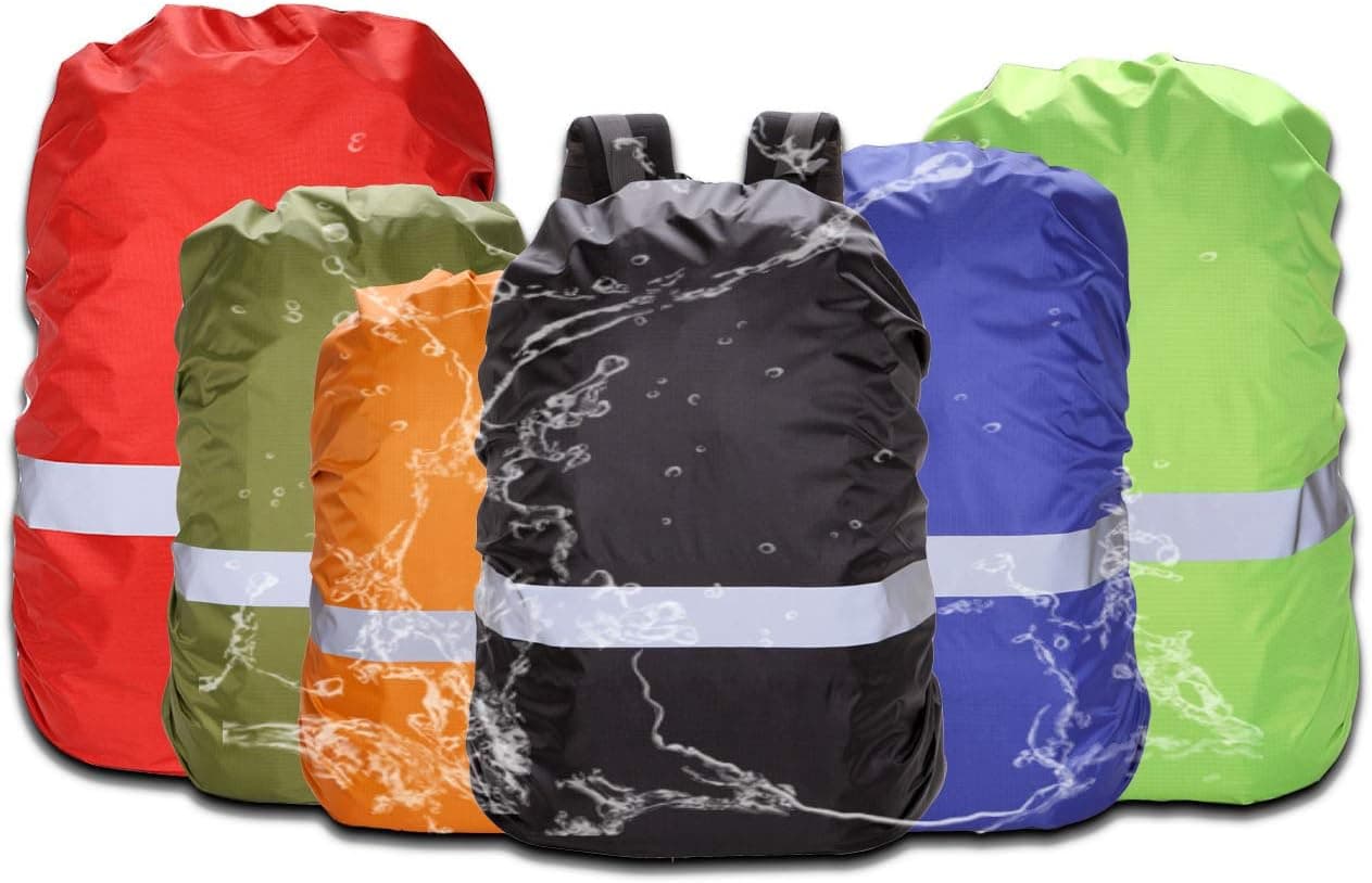 Backpack Rain Cover, 10-100L Waterproof Backpack Cover Reflective Strip Rain Cover for Backpack Anti-Slid Cross Buckle Strap & Reinforced Silver Coating (Black, M(for 35-45L Backpack))