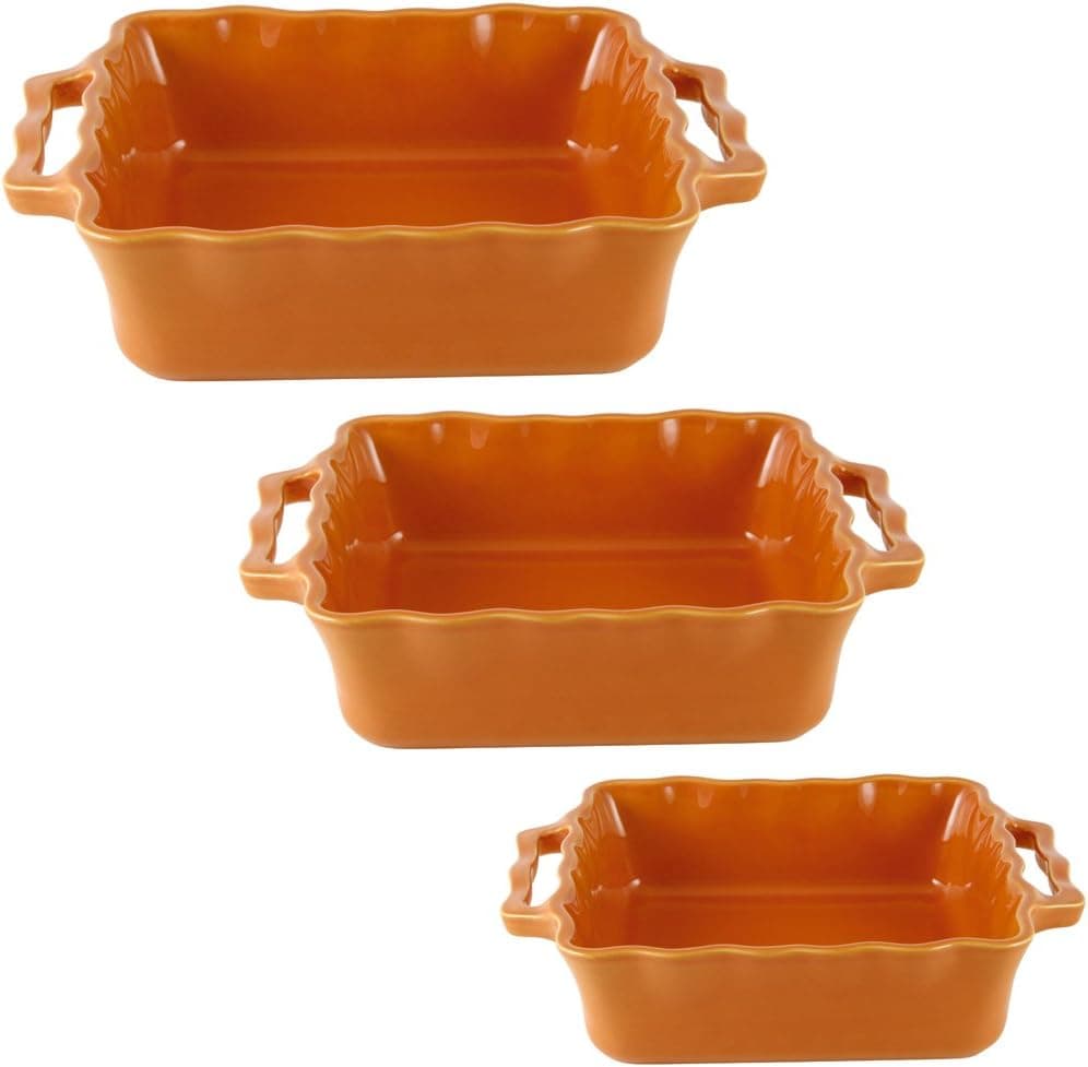 Appolia French Cuisine 3 Piece Square Baker Set, Pumpkin Color