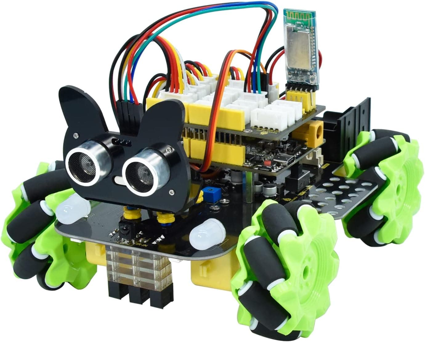 KEYESTUDIO 4WD Mecanum Car for Arduino,IR&Bluetooth Control, Ultrasonic Follow and Obstacle Avoidance,DIY Electronics Programming Stater Kit for Teens Adults,15+