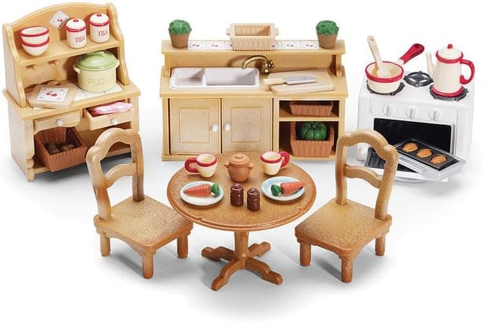 Calico Critters Deluxe Kitchen Set - Includes Over 40 Accessories - Perfect Kitchen for Your Child’s Calico Critter Friends - Adorable and Intricately Detailed - Characters and Homes Sold Separately