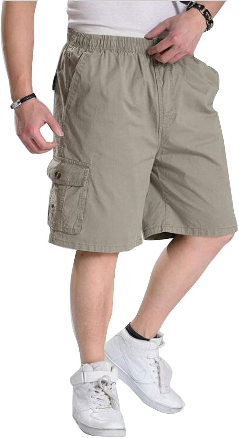 YangguTown Men's Drawstring Walk Short Full Elastic Waist Cargo Pants