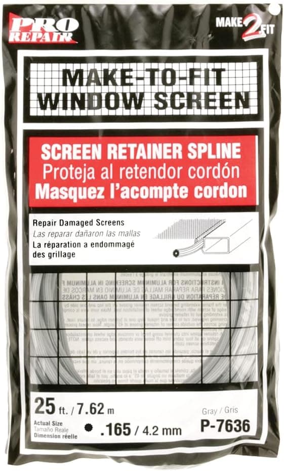 Prime-Line P 7636 Screen Retainer Spline, .165-in, 25-ft, Gray