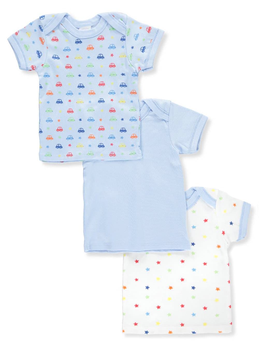 Big Oshi Baby 3 Pack Lap Shoulder Crewneck Undershirt T-Shirts - PLK-803 - White, 9-12 Months