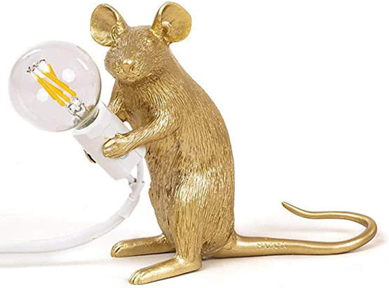 Mouse Lamp, Modern Resin Golden Sitting Mouse Shape Fixture Table Lights, Creative Mouse Desk Lamps Bedside Gift for Bar, Cafe, Living Room, Bedroom, Office, College Dorm(Sitting,Gold)
