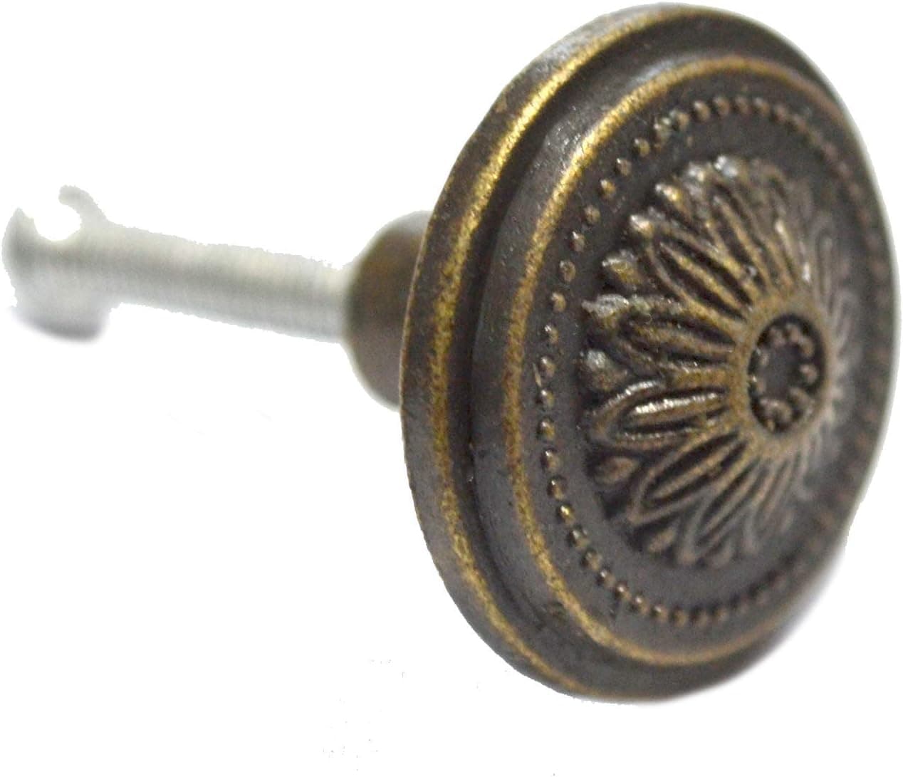 10 Pcs Round Bronze Knobs Antique Drawer Handles Vintage Decorative Floral Pulls Single Hole for Cabinet Cupboard Dresser Wooden Case Jewelry Box Chest (Dia:1", Height:3/4")