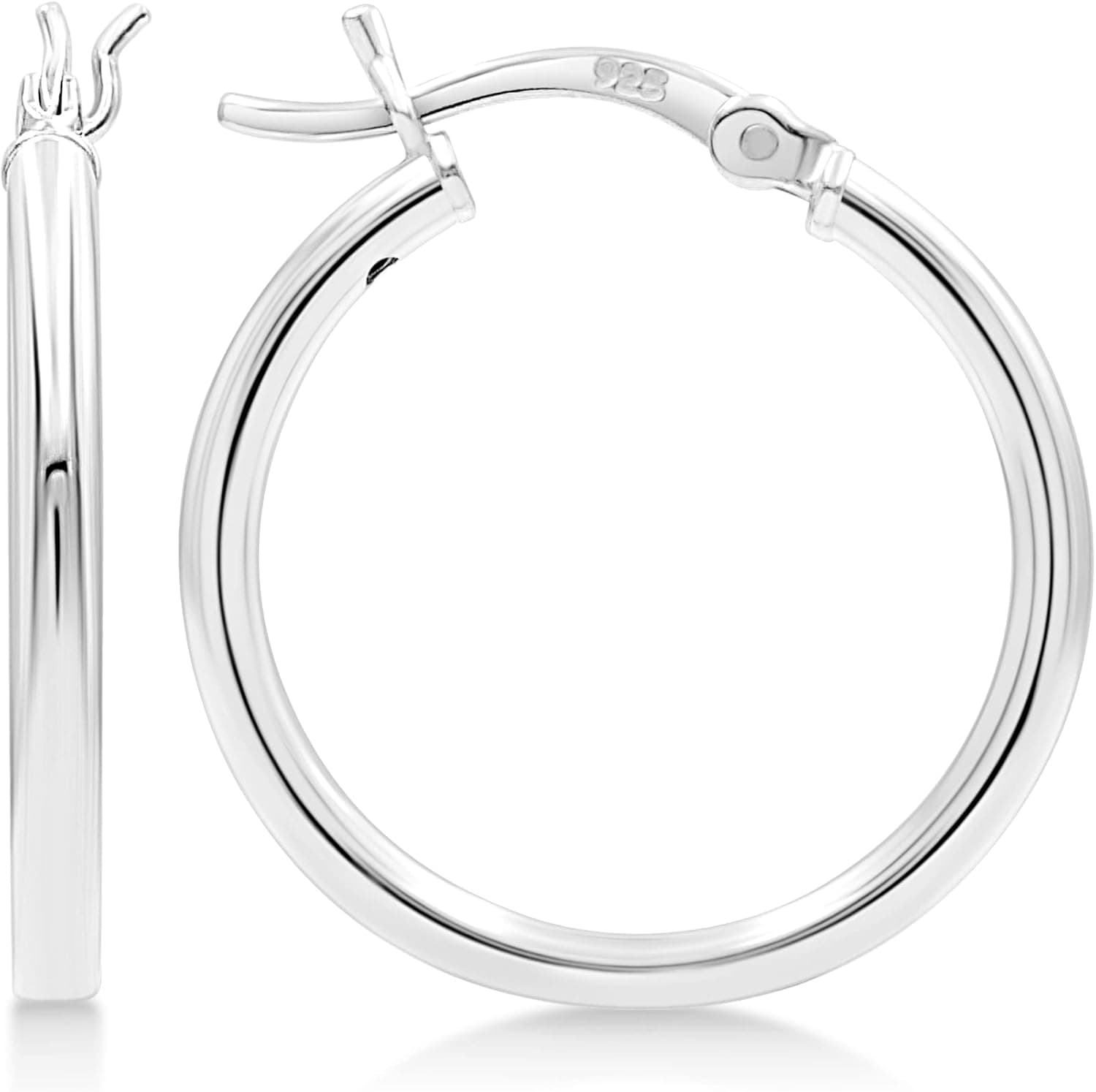 KEZEF 925 Sterling Silver Hoop Earrings | 2mm High Polished Silver Hoops for Women, Girls and Men | Lightweight Jewelry Earring 10mm - 50mm Diameter