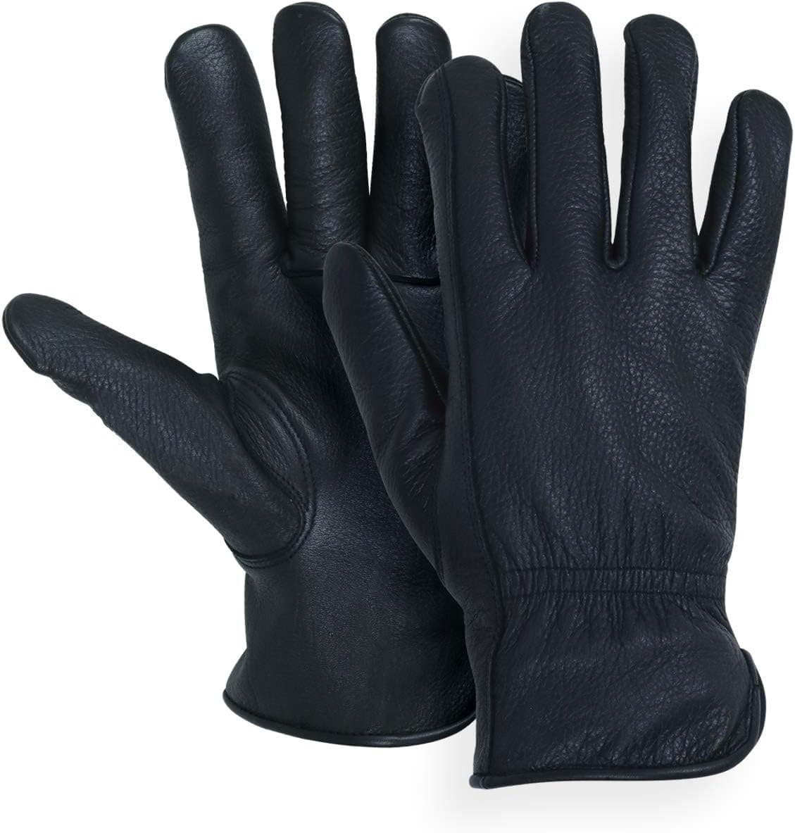 MEN`S FULL GRAIN BLACK DEERSKIN LEATHER GLOVES LINED 40 GRAM 3M THINSULATE (American Fur) (X-Large)