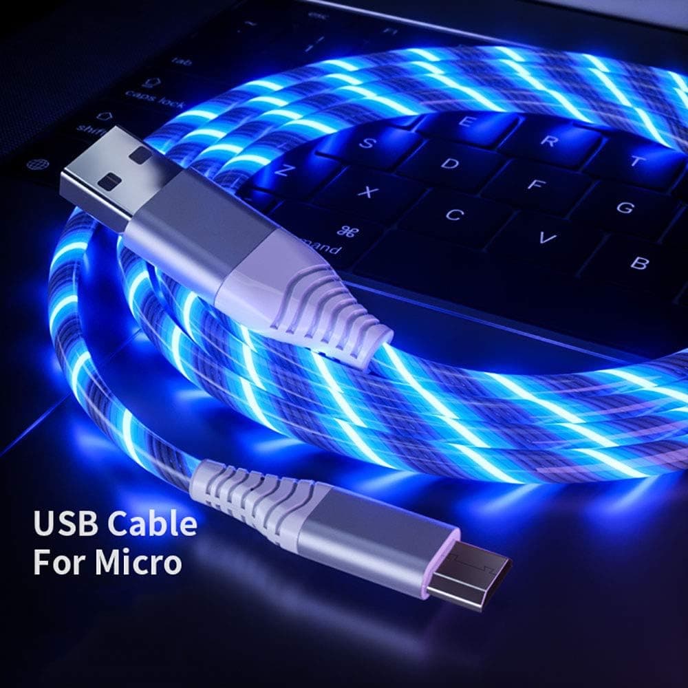 HOVEYO LED Micro USB Phone Charging Cable Flowing Light UP USB Charger Sync Data Cords Compatible with Most Android and Windows Phones