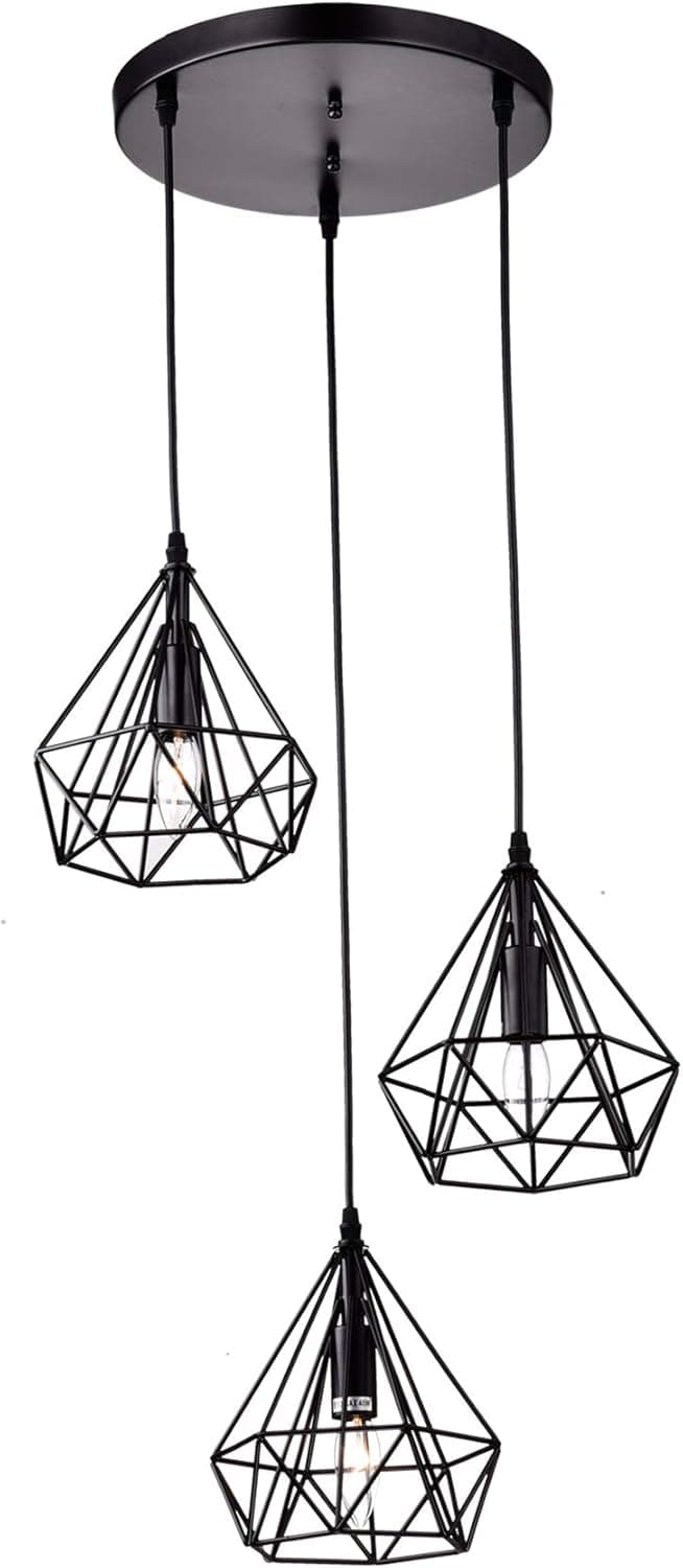 DAYCENT Antique Metal Pendant Lighting Fixtures Rustic Chandeliers Lamps with 3 Lights