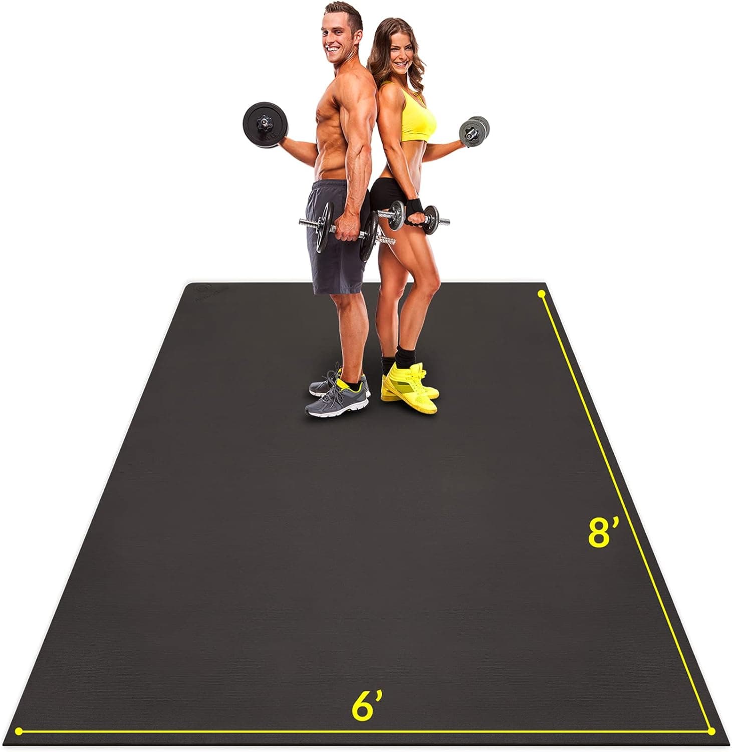 ActiveGear Large Exercise Mat 8 x 6 ft 7mm Thick Premium Ultra-Durable Non-Slip Rubber Workout Mat for Home Gym Flooring | Ideal for Cardio, Fitness, Plyo | Bonus Jump Rope and Storage Bag Included