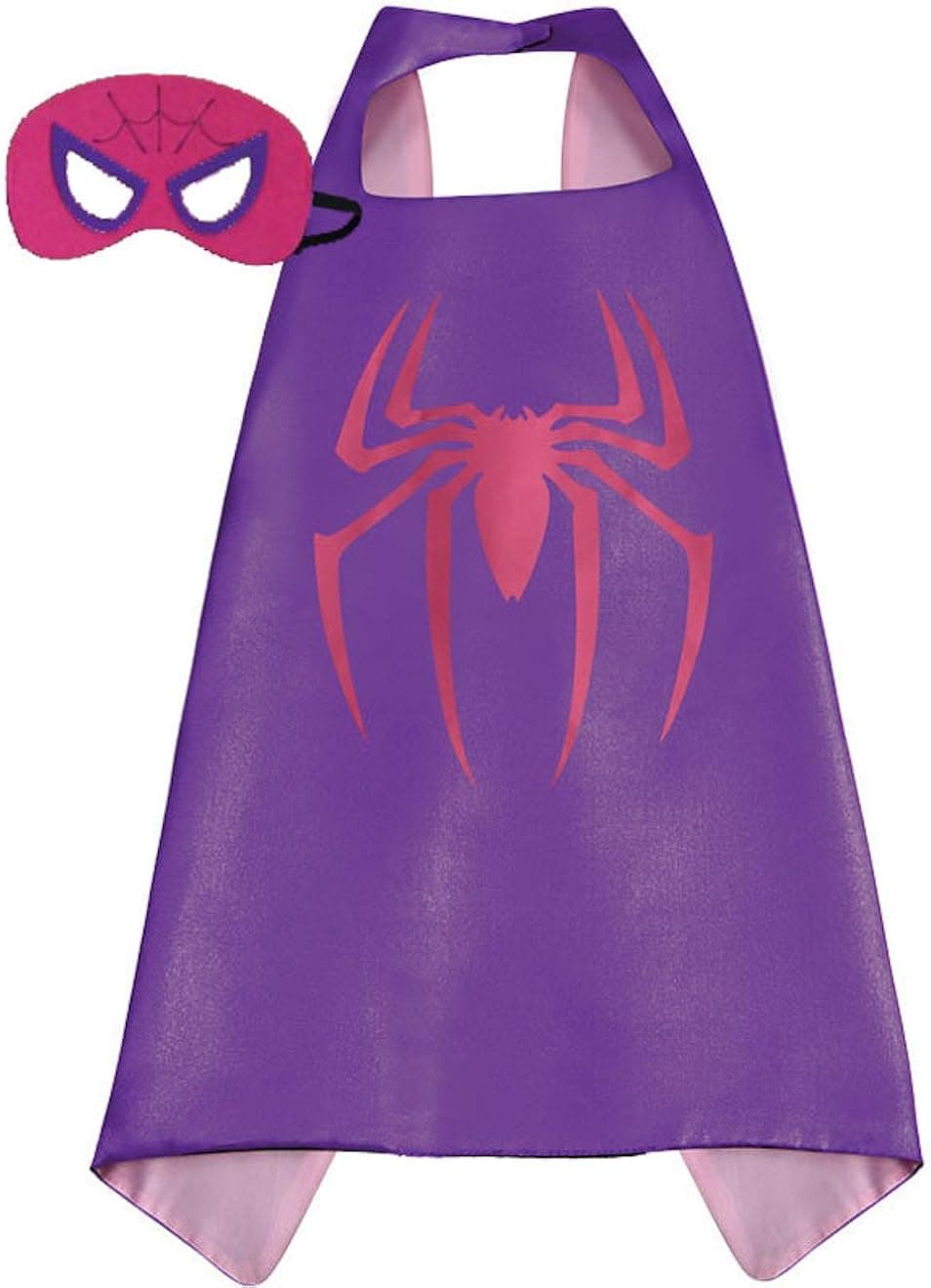 Superhero Cape & Mask Costume Set Super Kids Boys Girls Party Dressup Halloween Spidergirl