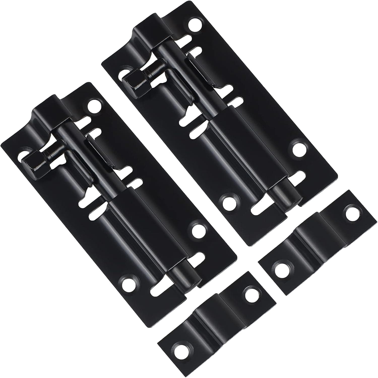 INBOF 2 Pack Black Barrel Bolt Latch, Upgraded 3 Inches Slide Latch Lock, Thickened Stainless Slide Lock for Door, Black Finish Sliding Lock with 12 Screws, Protect Your Security and Privacy