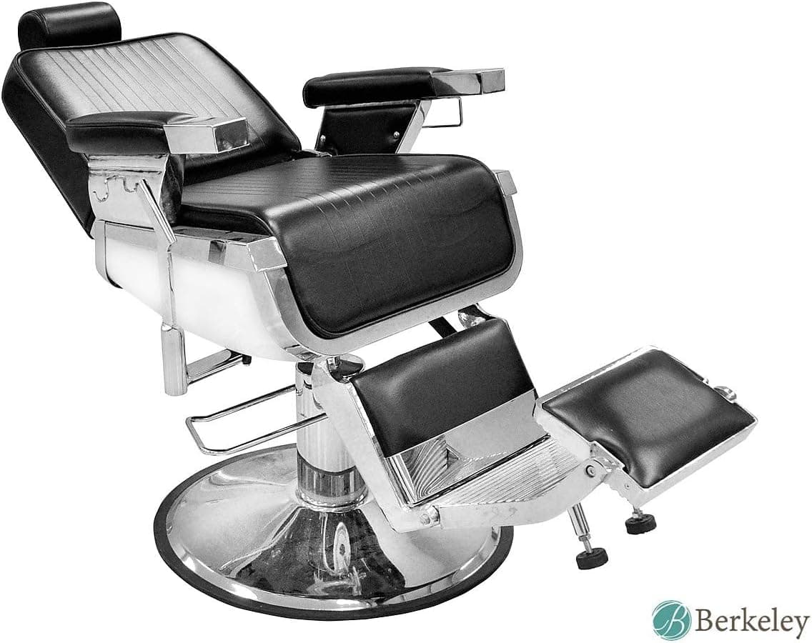 Barber Chair Stainless Steel Black Salon Beauty