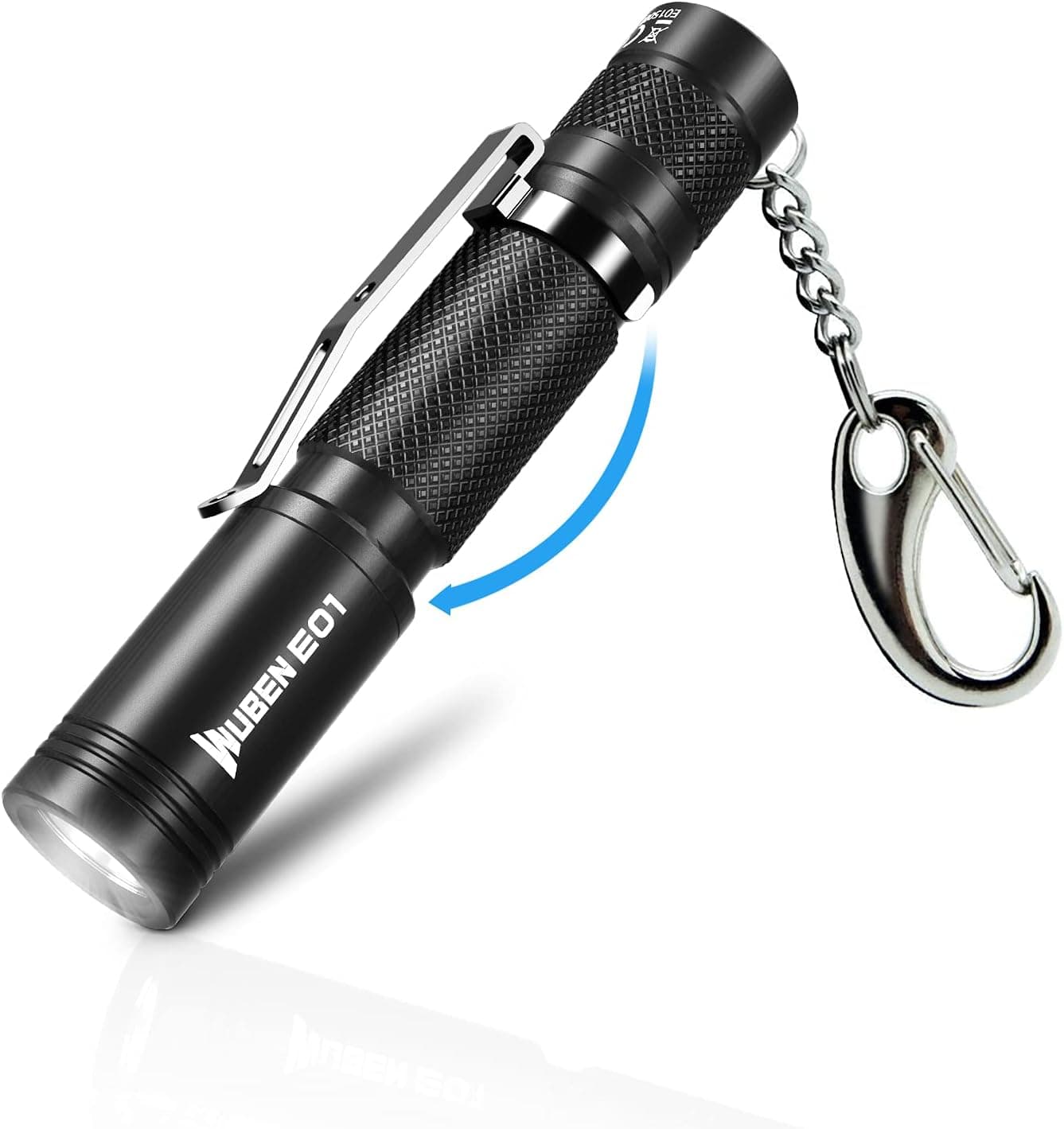 WUBEN E01 LED Flashlights Super Small Keychain, Mini Bright Pocket EDC Flashlight, 4 Modes, IP68 Waterproof, Tail Button Switch, Powered by AAA Battery (Included) for Camping, and Emergency Lighting