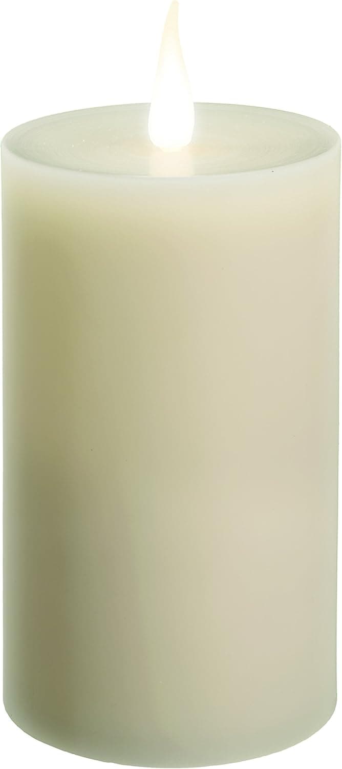 Xodus Innovations WC1686 6 inch Flameless Battery Operated LED Wax Pillar Candle with Automatic Timer and Warm White 3D Flickering Flame, Ivory