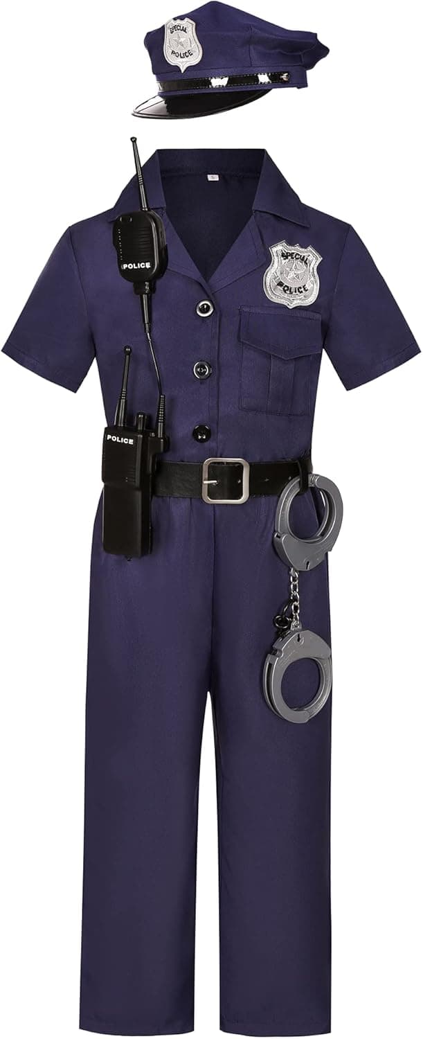 KIDIN Police Officers Costume for Kids Police Dress Up Halloween Cosplay Career Day Birthday Gifts