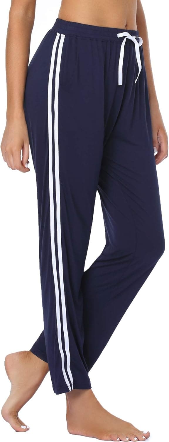 ASIMOON Womens Yoga Pants Comfy Casual Stretch Lounge Pants Lightweight Loose Straight Running Athletic Pants with Pockets