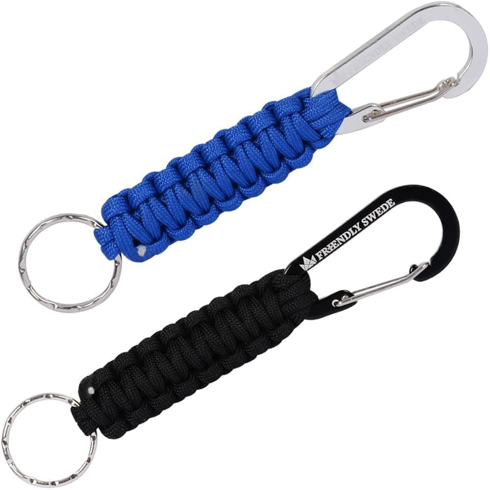 The Friendly Swede Set of 2 Paracord Keychains, Premium 350 lb Paracord Keychain with Carabiner, Tactical Keychain