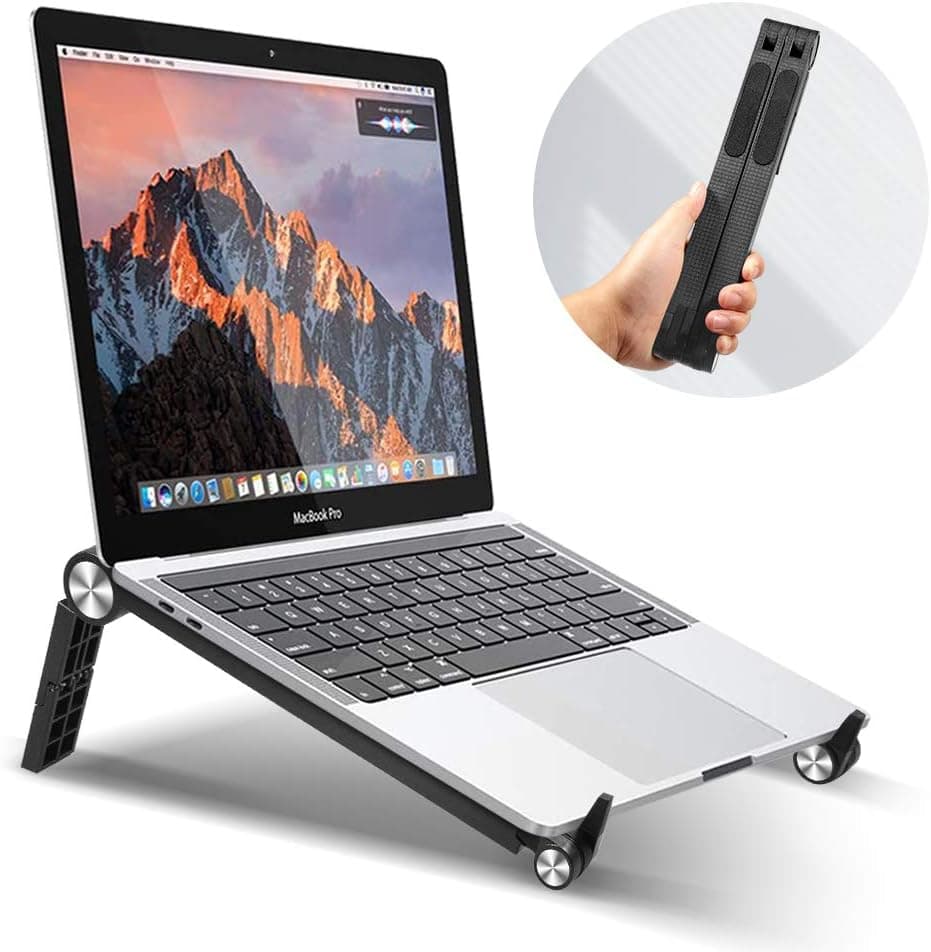 Computer Stands Stand,Ergonomic Laptop Riser Stand for Desk Adjustable Height and Foldable.Rubber Non-Slip,Sturdy and Lightweight .Compatible with MacBook,HP, Dell, Lenovo More 10-17” Laptops，7.1OZ.