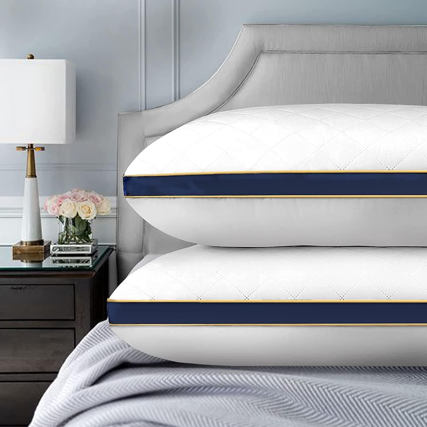 Feel&Sense Bed Pillows, Bed Pillows for Sleeping 2 Pack, Down Alternative Hypoallergenic Pillows, Hotel Collection Pillows for Side, Stomach and Back Sleepers, Cooling Bed Pillows Standard Size