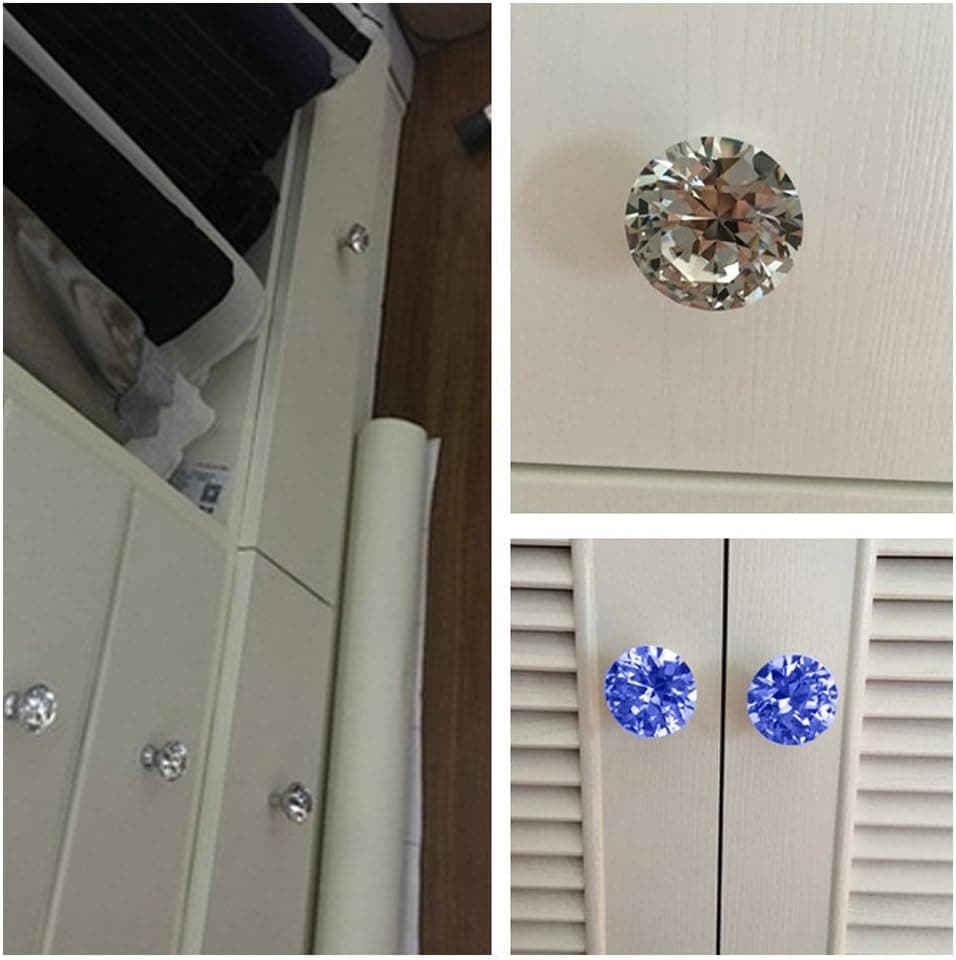 10 PCS Crystal Cabinet Diamond For Home Office,Crystal + Zinc Alloy-Practical Drawer Handles Pulls With Screws,Easy To Install,Knob Touches Comfortable For Cupboard, Kitchen and Bathroom Cabinets, Shutters