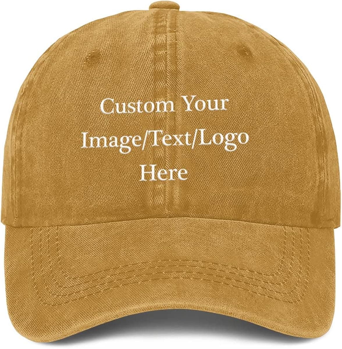 Personalized Custom Classic Baseball Cap Add Picture Team Text Logo Washed Dad Hat, Unisex Cotton Adjustable Hat