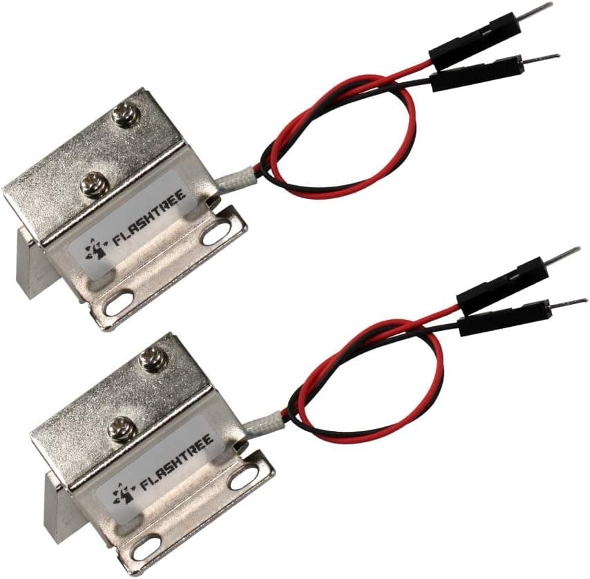 flashtree 2pcs 12V 0.4A Mini Door Drawer Tongue Down Electric Lock Assembly Solenoid Slim Design Lock…