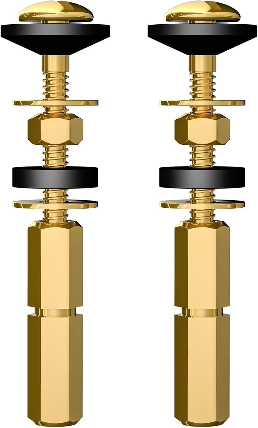 SAMODRA 2 Pcs Toilet Tank to Bowl Bolt Repairs Kits, Toilet Bolts for Tank Solid Brass with Extra Long Nuts Easy to install and Double Gaskets for Fastening (1 Pair)