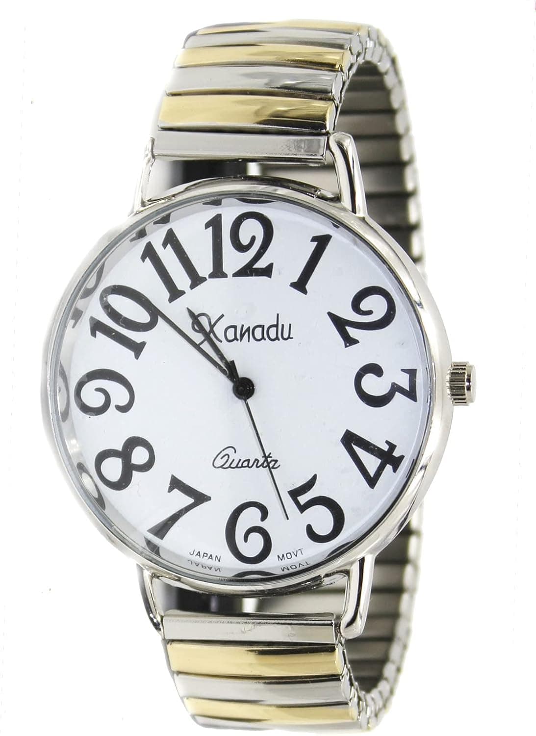 Xanadu Stainless Steel Stretch Band Easy to Read Watch