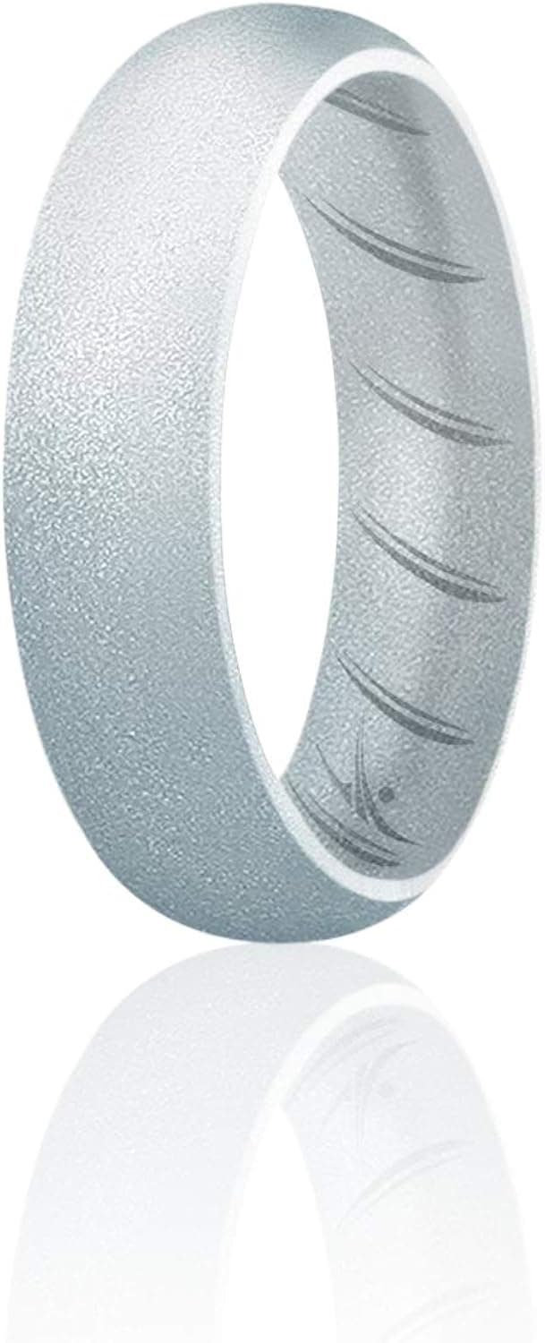 ROQ Silicone Rubber Wedding Ring for Women, Rubber Silicone Wedding Band, Bridal Jewelry Set, Anniversary Rings, Promise Ring, 5.5mm Wide 2mm Thick, Multi Packs, Multi Colors