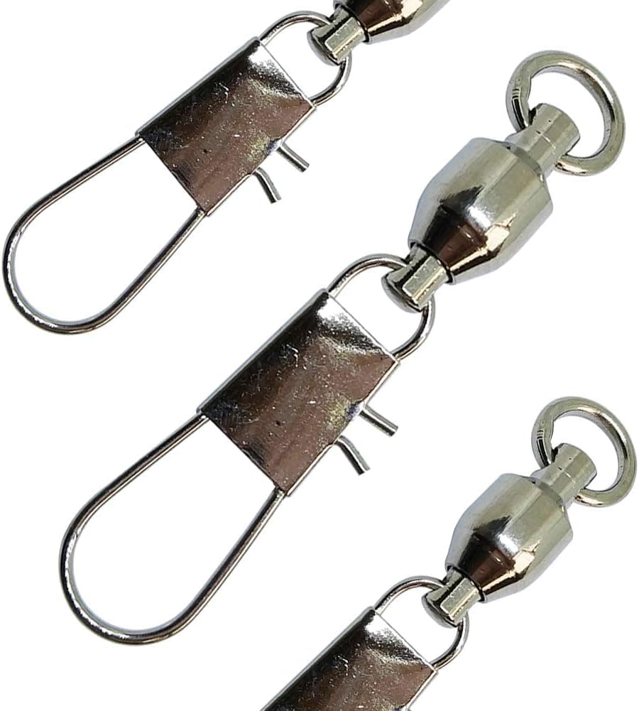 25Pcs/50Pcs Fishing Ball Bearing Swivels Snap High Strength Solid Ring Barrel Swivels Safety Clips Saltwater (1#-24Lbs-50pcs)
