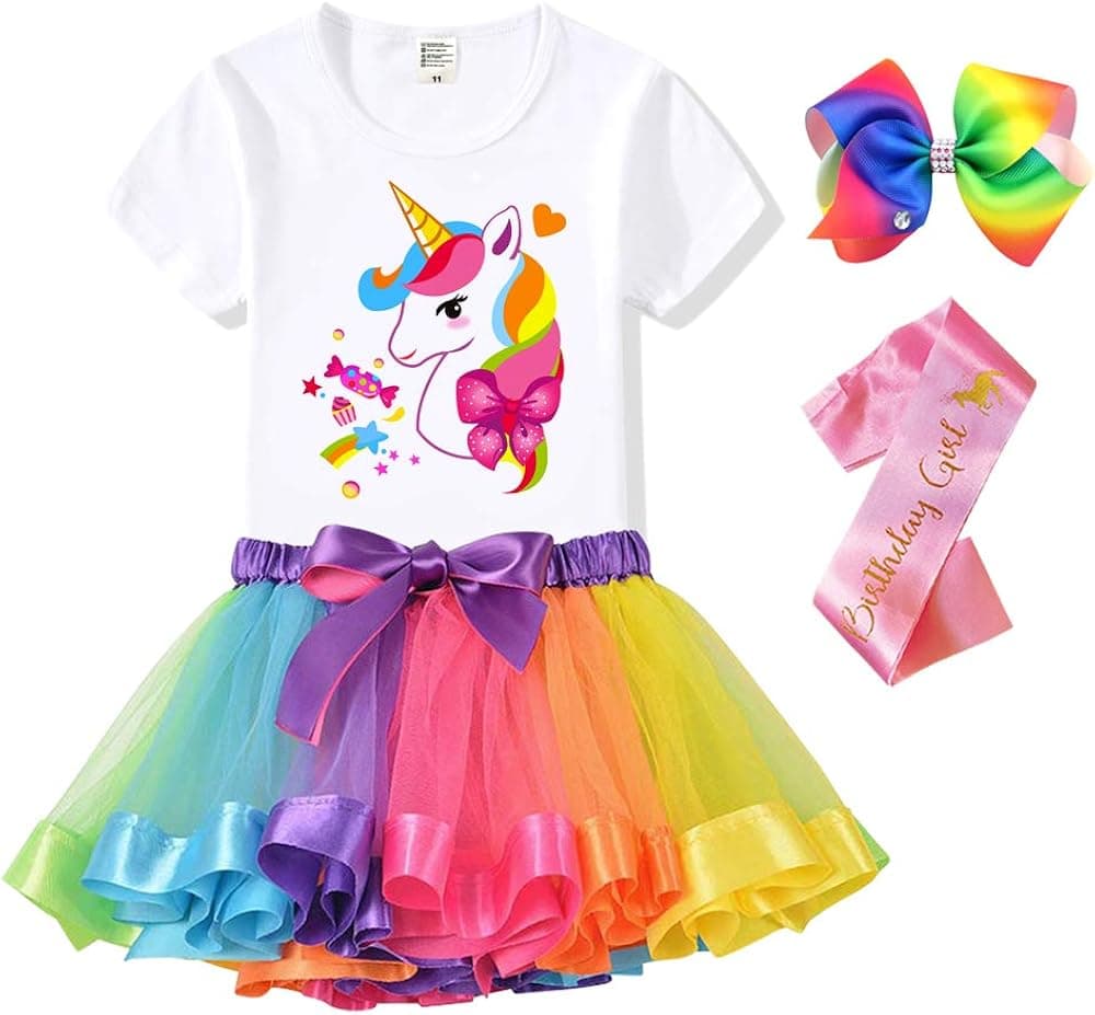 Tutu and Sian Birthday Outfits for Girls - Headband, T-Shirt, Tutu Skirt Dress