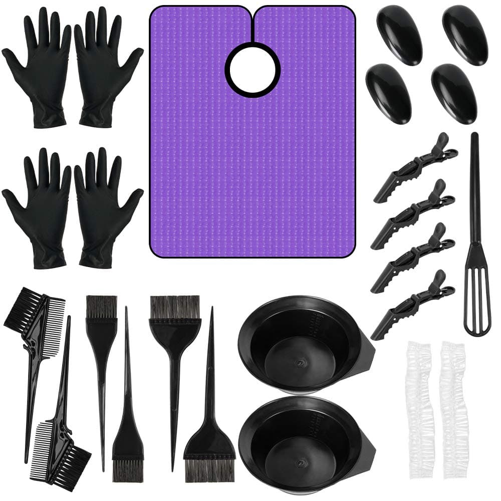 22 Pieces Hair Dye Coloring Kit - Tinting Bowl, Dyeing Comb & Brush, Ear Cover, Hair Color Cape, Gloves, Mixing Spoon, Hair Clips for DIY Salon Hair Coloring Applicator Bleaching Tools