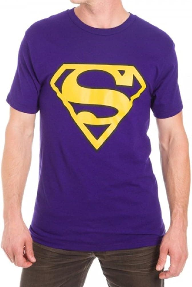 Superman - Mens Shield Logo T-Shirt (X-Large, Purple)