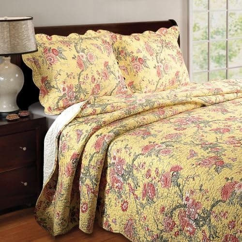 Greenland Home Yellow Butterfly King Quilt Set