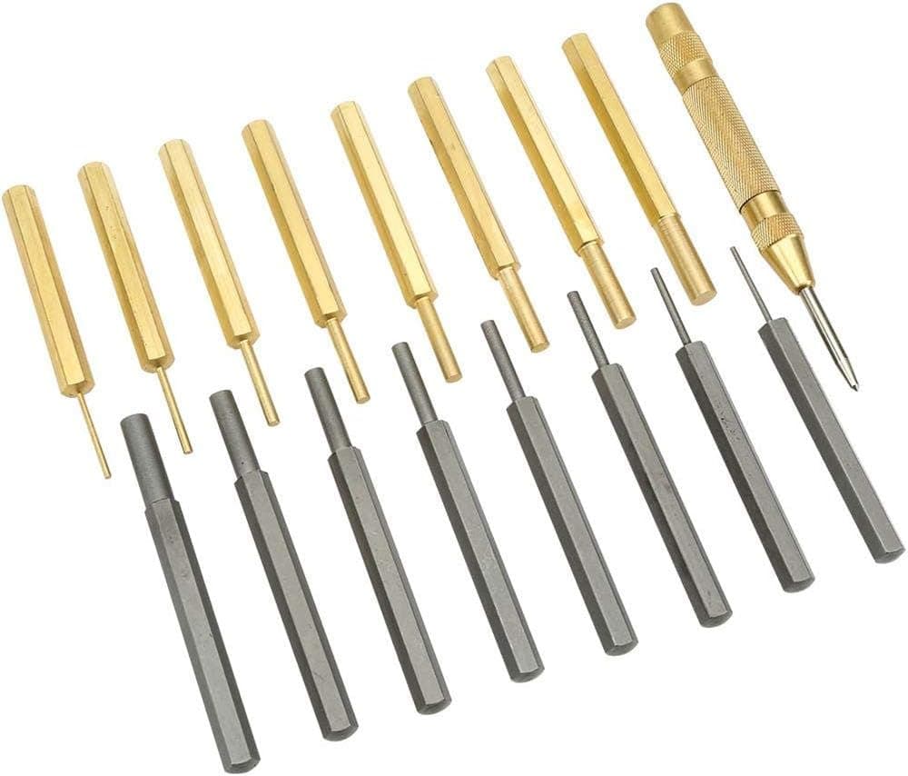 Grizzly H5806 17-Pc. Combination Brass/Stee Length Pin Punch Set