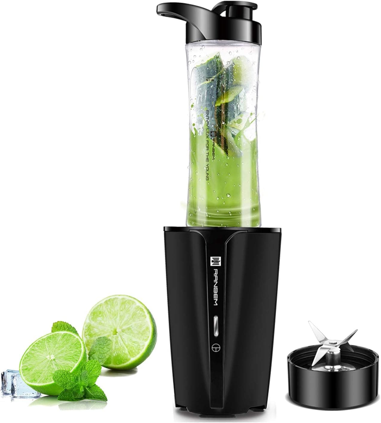 Bullet Blender, Smoothies Blender for Milkshakes, Protein Shakes, Fruit and Vegetable Juice, Small Single Serve Personal Bullet Mixer with 20oz Travel Bottle, 300W (Black)