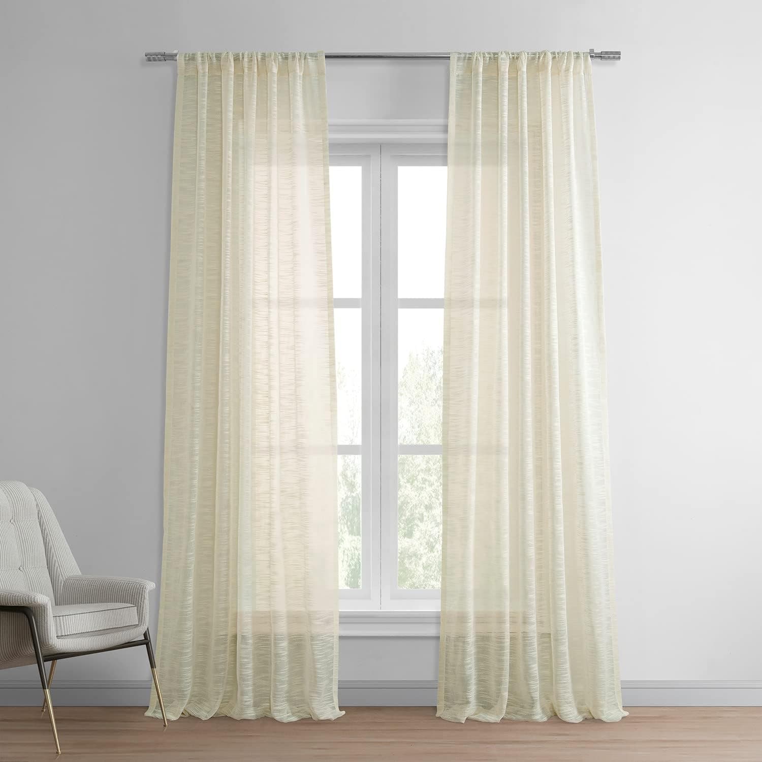 HPD Half Price Drapes Linen Sheer Curtains for Living Room & Bedroom 50 X 108, SHLNCH-J0105-108 (1 Panel) Open Weave Cream