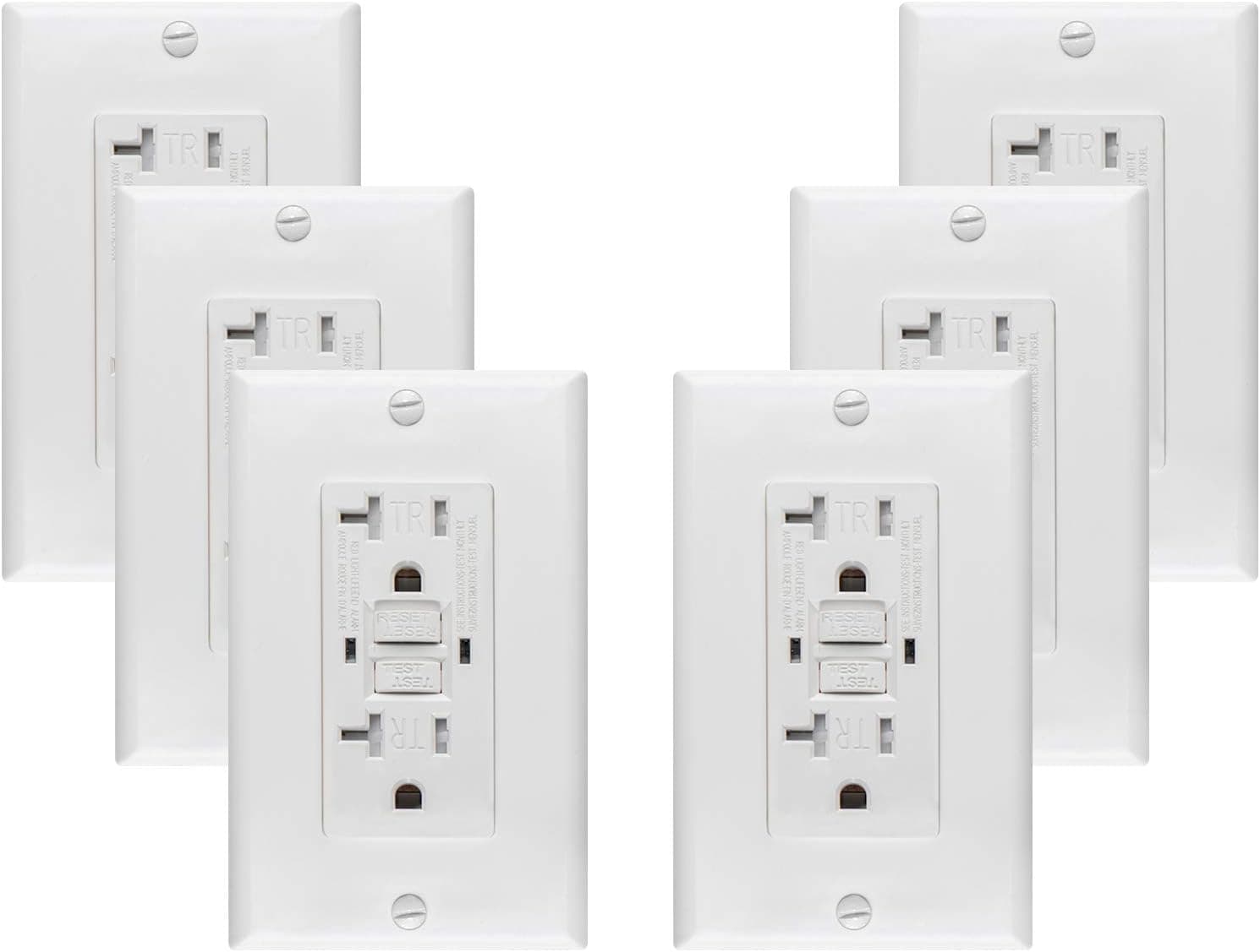 SZICT Outdoor 15A GFCI Outlet, TR+WR Receptacle, Tamper Resistant Weather Resistant with LED Indicator Lights for Indoor Outdoor, UL Listed(6 PACK,White)