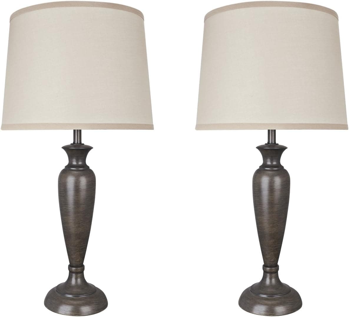 Aspen Creative 40137-02 26-1/2" Transitional Metal Table Lamp (2 Pack), Mushroom Grey