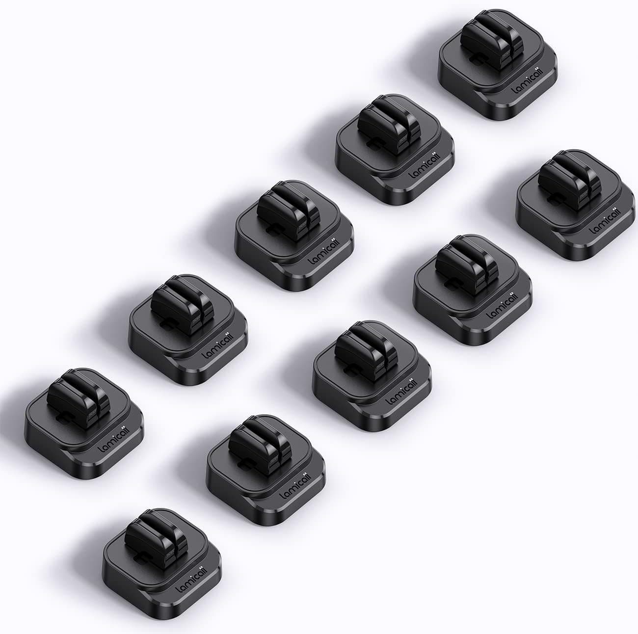 10Pack Cable Spring Holder Clips, Cord Organizer for Desk - Lamicall Adjustable Cord Clip, Wire Holder Organizer, Phone USB Charger Cable Holder, Wire Cord Management for Wall Car Desktop Nightstand