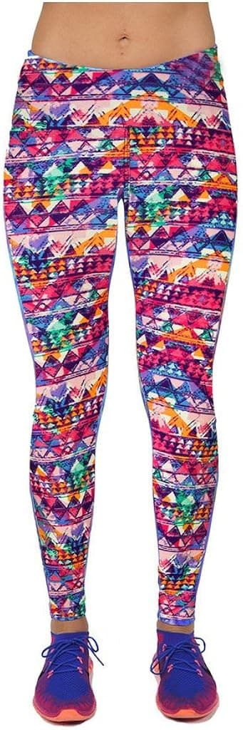 Manstore Women's Printed Active Workout Capri Leggings Fitted Stretch Tights Exercise Pants