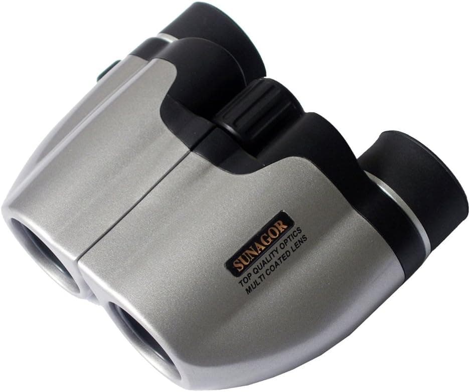 Sangean 18x21 Sunagor Mini Compact Pocket Binoculars (Silver)